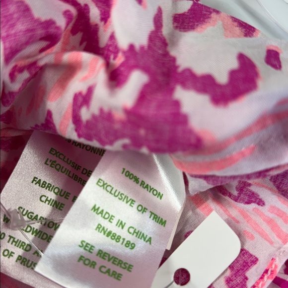 Lilly Pulitzer Alanna lace Tons of fun cold shoulder magenta tassel shirt xs - Picture 14 of 15